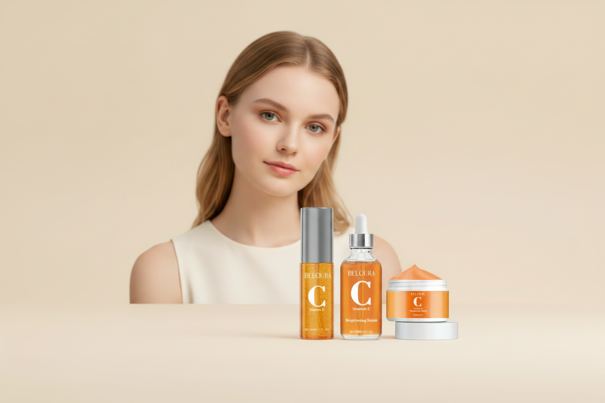 Vitamin C productos con chica europea